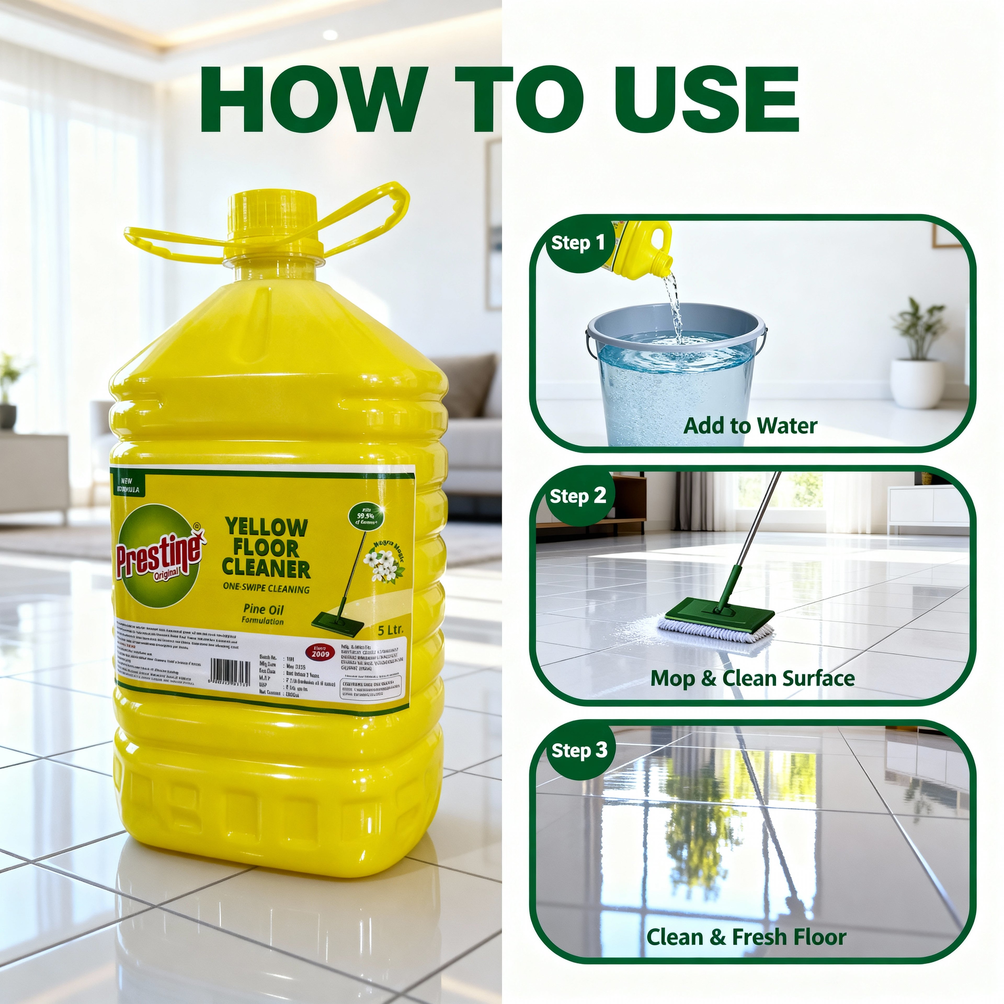 Yellow Floor Cleaner for Germ Protection 5 Ltr