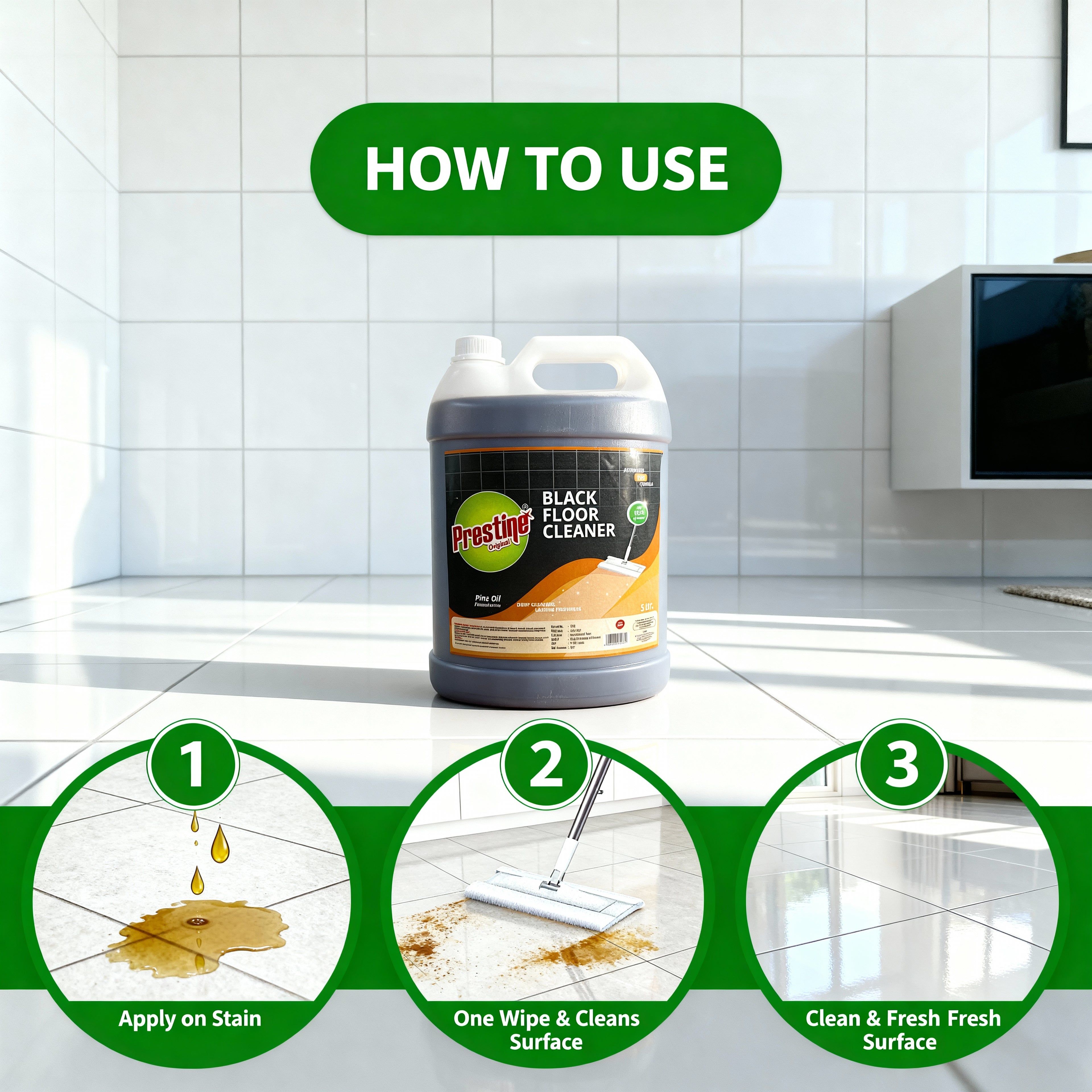 Black Floor Cleaner HD for Germ Protection 5 Ltr