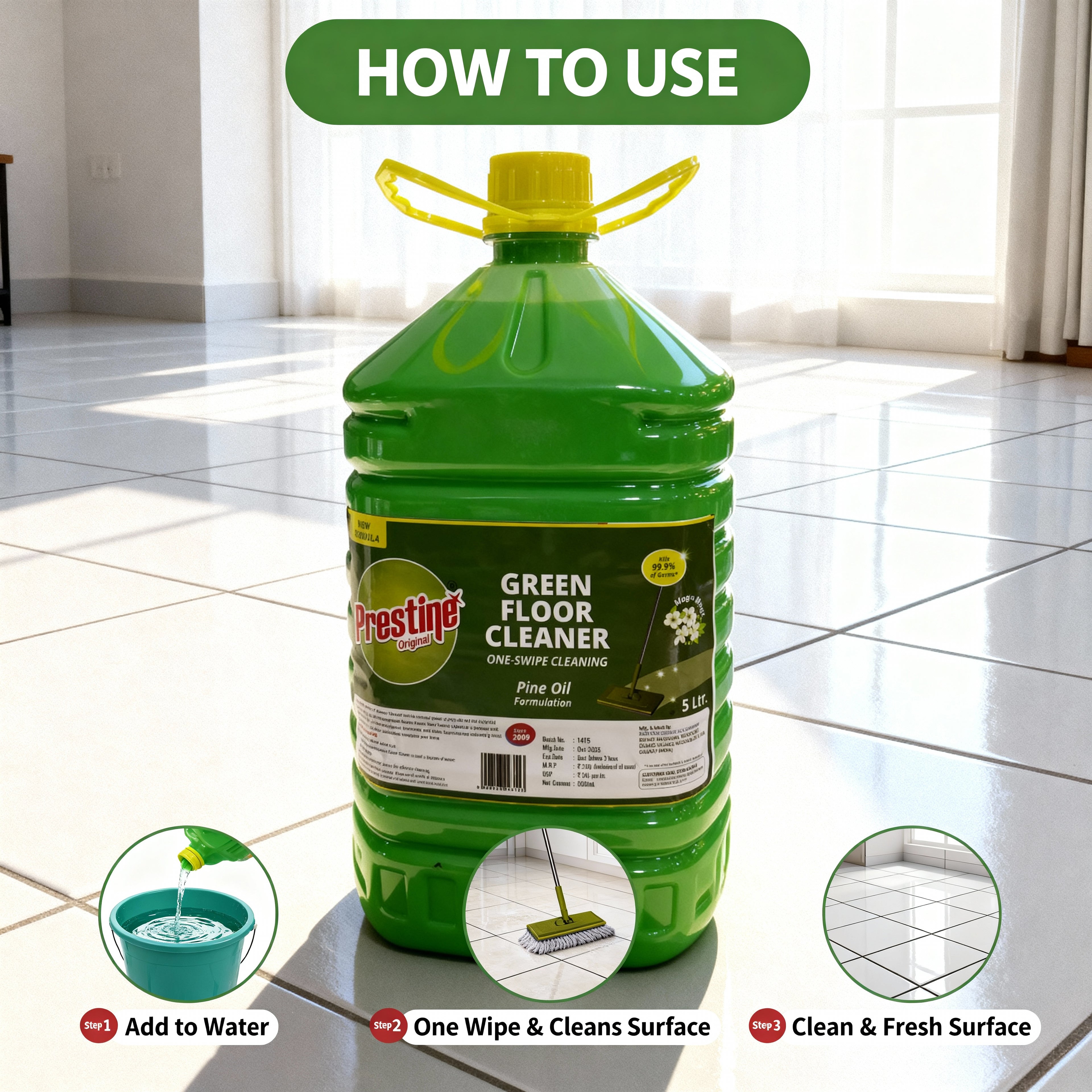 Green Floor Cleaner for Germ Protection 5 Ltr